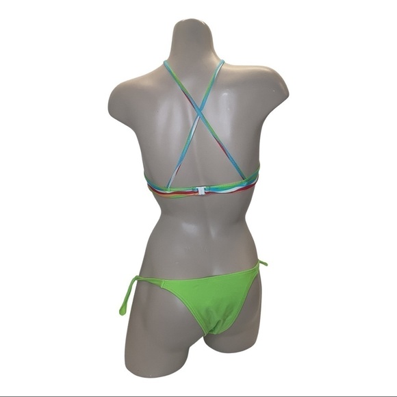 Recco brazilian green and striped bikini set New With Tags - Picture 3 of 3